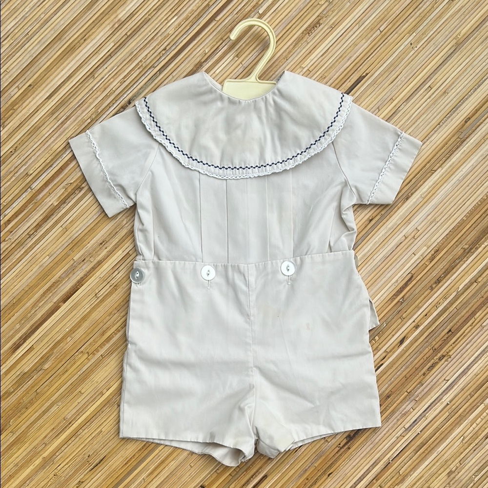 Judy Lynn Vintage Classic 2 piece Kids Romper navy embroidery